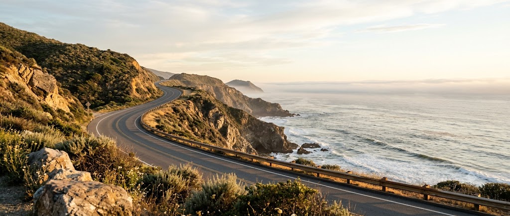 The coast highway at dusk
